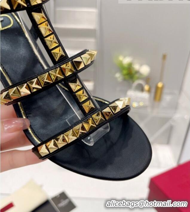 Pretty Style Valentino Rockstud No Limit Sandals with 6cm Heel Black 0824054