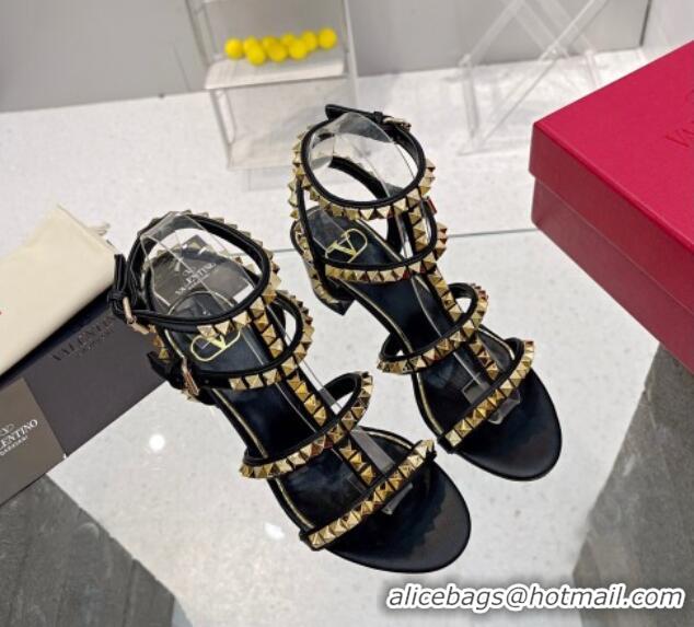 Pretty Style Valentino Rockstud No Limit Sandals with 6cm Heel Black 0824054