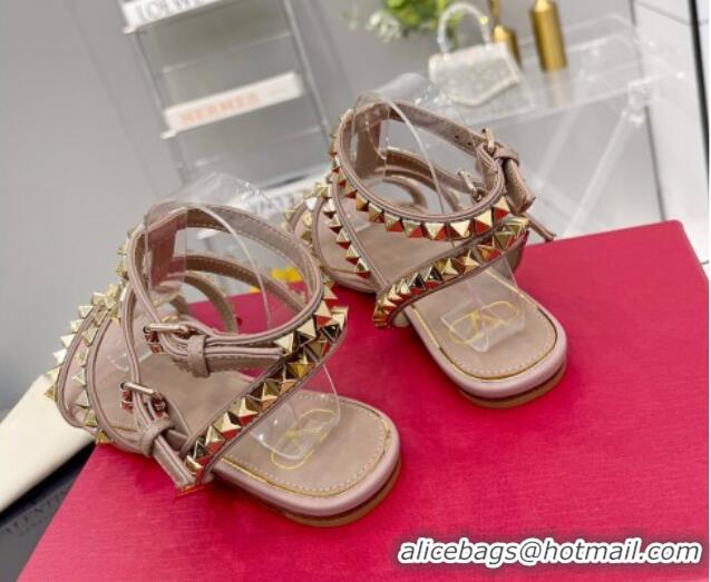 Best Grade Valentino Rockstud No Limit Flat Sandals in Nappa Nude 0824056