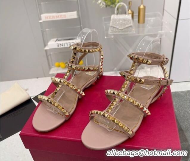 Best Grade Valentino Rockstud No Limit Flat Sandals in Nappa Nude 0824056