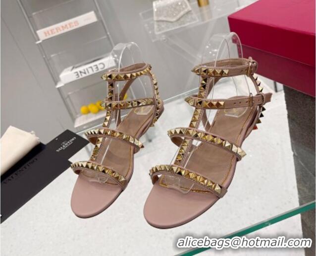 Best Grade Valentino Rockstud No Limit Flat Sandals in Nappa Nude 0824056