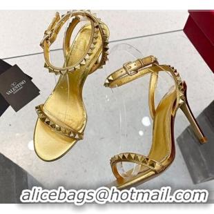 Good Product Valentino Rockstud No Limit Nappa Sandals 90MM Heel Gold 0824076