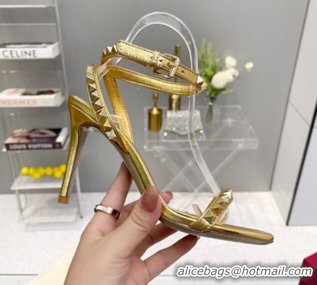 Good Product Valentino Rockstud No Limit Nappa Sandals 90MM Heel Gold 0824076