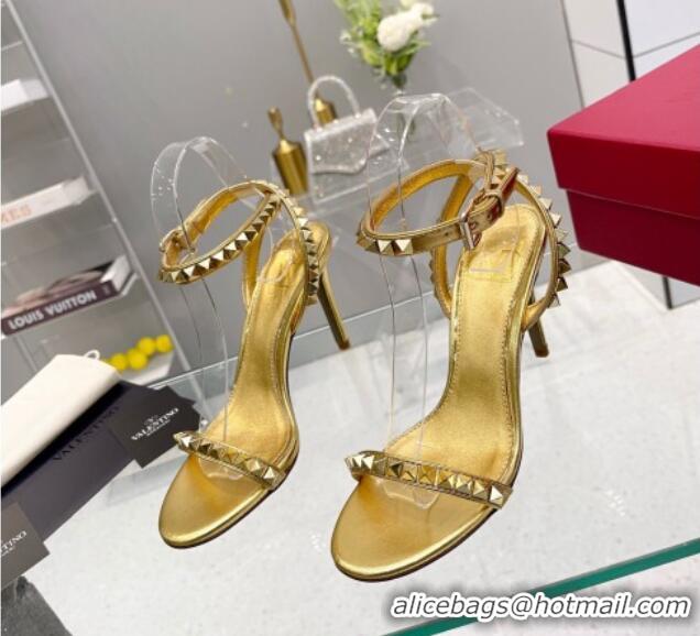 Good Product Valentino Rockstud No Limit Nappa Sandals 90MM Heel Gold 0824076