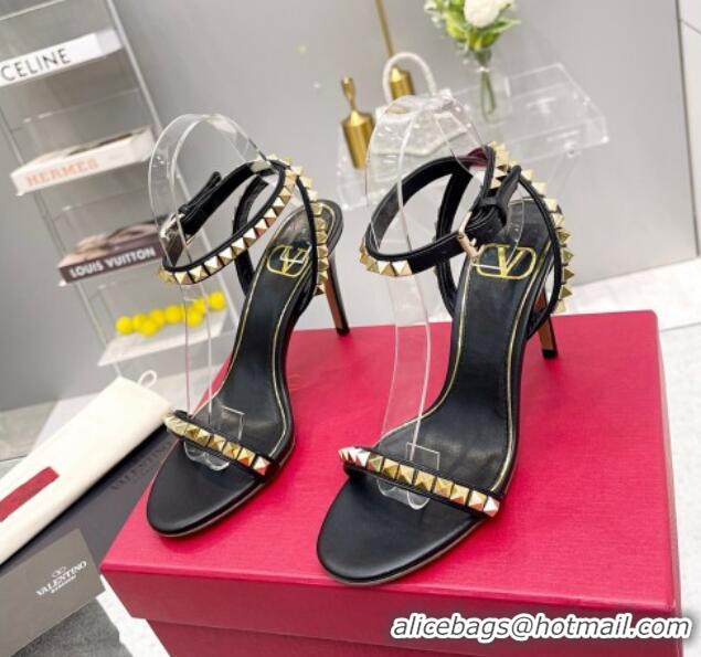 Duplicate Valentino Rockstud No Limit Nappa Sandals 90MM Heel Black 0824078