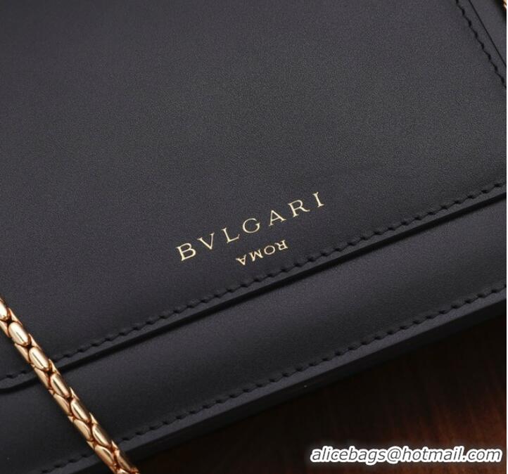 Pretty Style Bvlgari Serpenti Forever leather small crossbody bag B21076 black