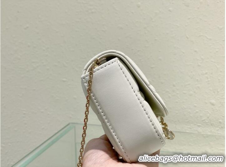 Famous Brand LADY DIOR PHONE POUCH Cannage Lambskin S0977O white