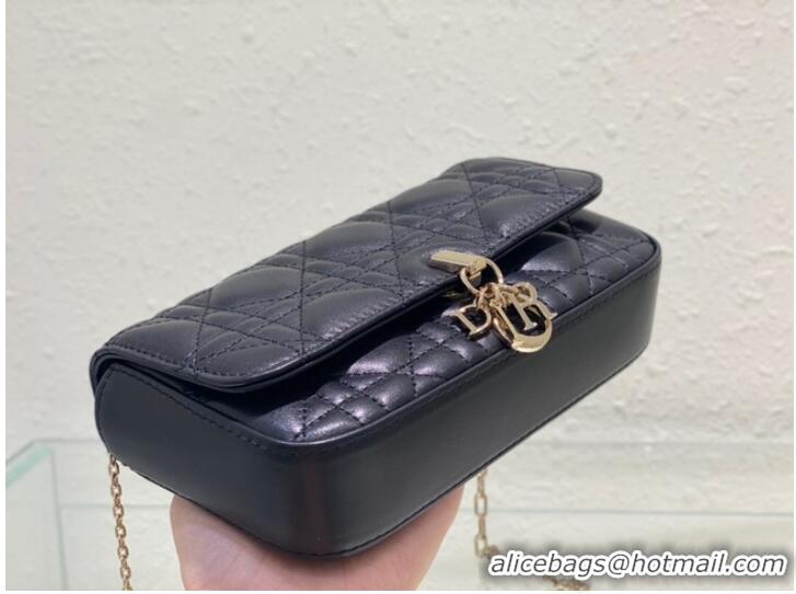 Inexpensive LADY DIOR PHONE POUCH Cannage Lambskin S0977O black