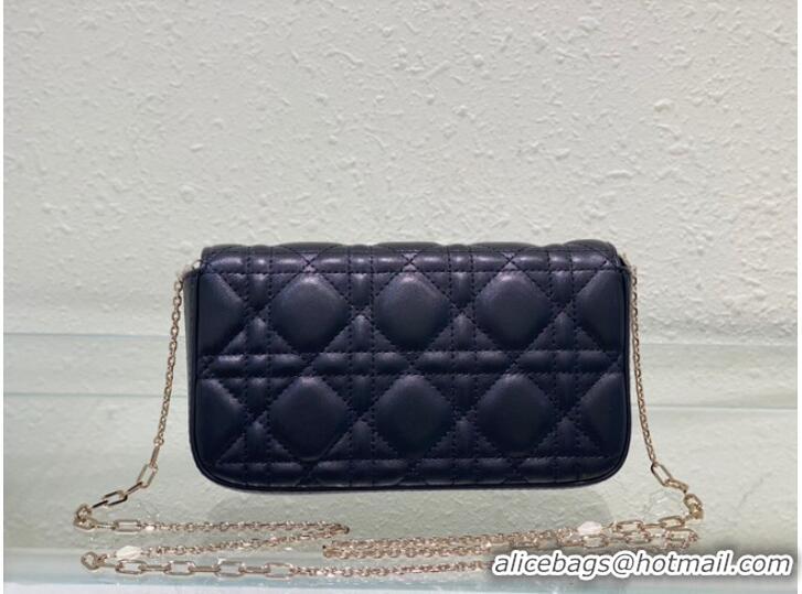 Inexpensive LADY DIOR PHONE POUCH Cannage Lambskin S0977O black