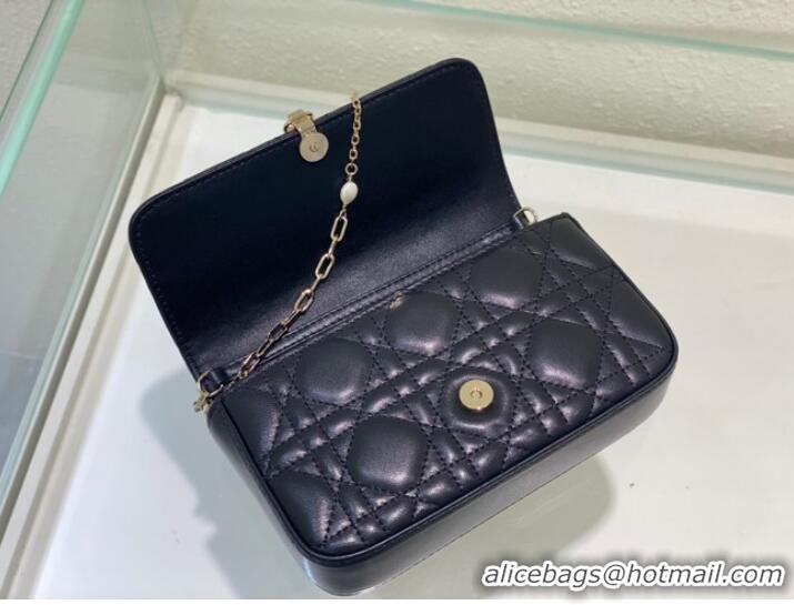 Inexpensive LADY DIOR PHONE POUCH Cannage Lambskin S0977O black