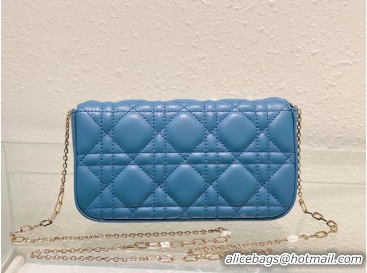 Top Quality LADY DIOR PHONE POUCH Cannage Lambskin S0977O Cloud Blue