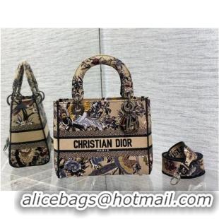 Popular Style MEDIUM LADY D-LITE BAG Ecru Multicolor Dior Jardin d Hiver Embroidery M0566BRWD