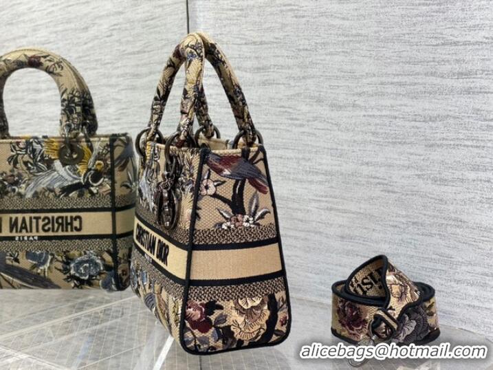 Popular Style MEDIUM LADY D-LITE BAG Ecru Multicolor Dior Jardin d Hiver Embroidery M0566BRWD