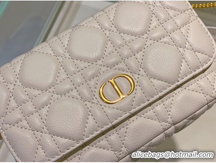 Best Product DIOR CARO POUCH WITH CHAIN Supple Cannage Calfskin S5125UWH white