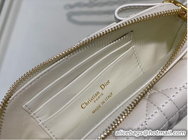 Best Product DIOR CARO POUCH WITH CHAIN Supple Cannage Calfskin S5125UWH white