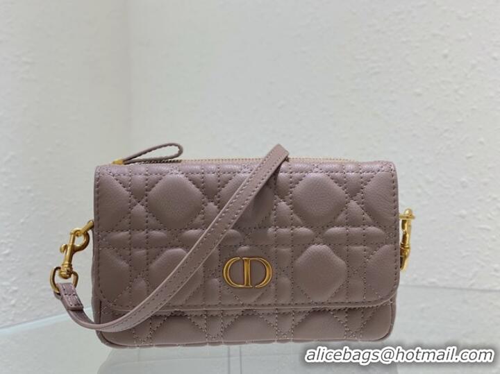 Fashion Discount DIOR CARO POUCH WITH CHAIN Supple Cannage Calfskin S5125UWH Blush