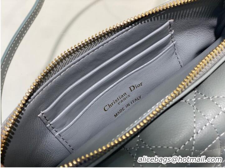 Most Popular DIOR CARO POUCH WITH CHAIN Supple Cannage Calfskin S5125UWH Cloud Blue