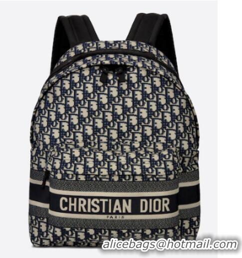 Top Grade DIORTRAVEL BACKPACK Blue Dior Oblique Jacquard M6104STZQ