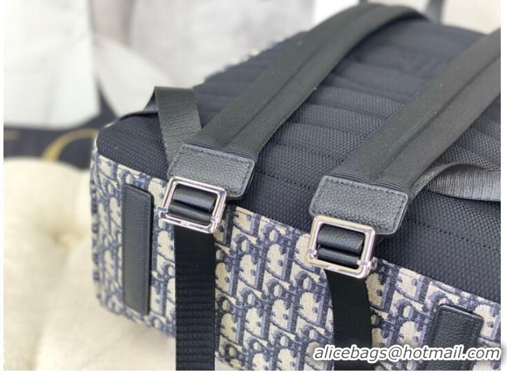 Top Grade DIORTRAVEL BACKPACK Blue Dior Oblique Jacquard M6104STZQ