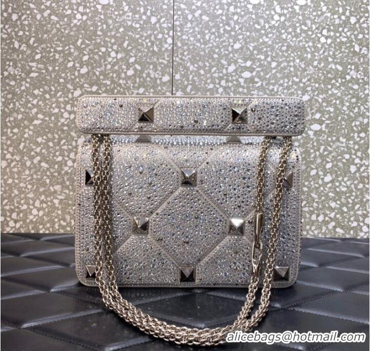 Shop Perfect VALENTINO GARAVANI Roman Stud soft sheep leather chain shoulder bag VW0B0I82 white