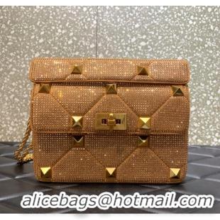 Pretty Style VALENTINO GARAVANI Roman Stud soft sheep leather chain shoulder bag VW0B0I82 Caramel