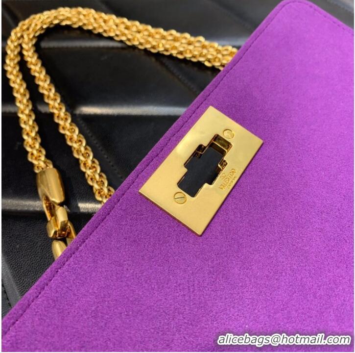 Well Crafted VALENTINO GARAVANI Roman Stud soft sheep leather chain shoulder bag VW0B0I82 purple