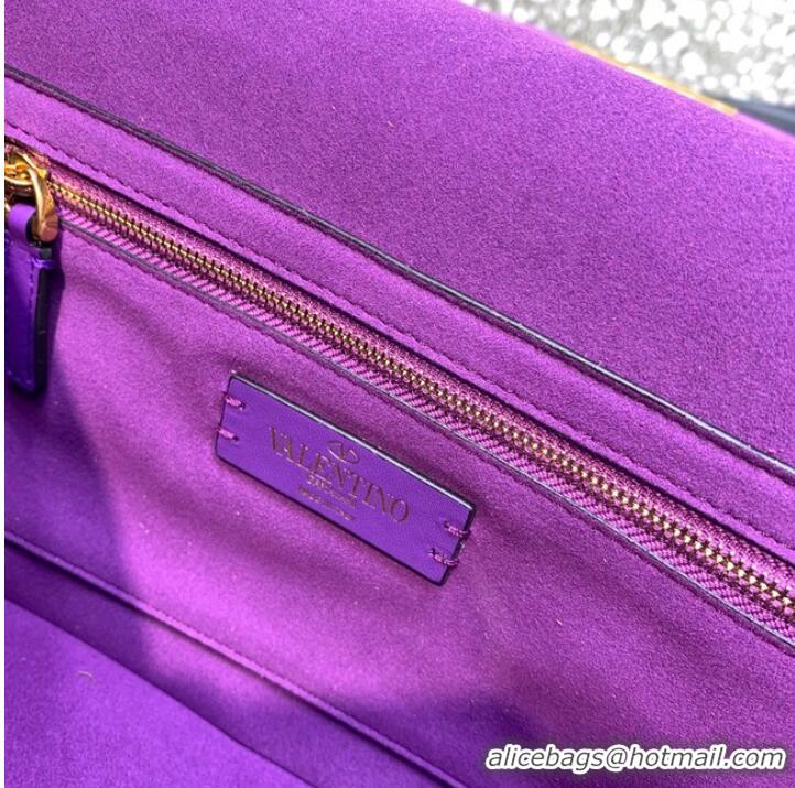 Well Crafted VALENTINO GARAVANI Roman Stud soft sheep leather chain shoulder bag VW0B0I82 purple