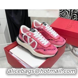 Crafted Valentino Lacerunner Lace and Mesh Sneakers Pink/White 090624