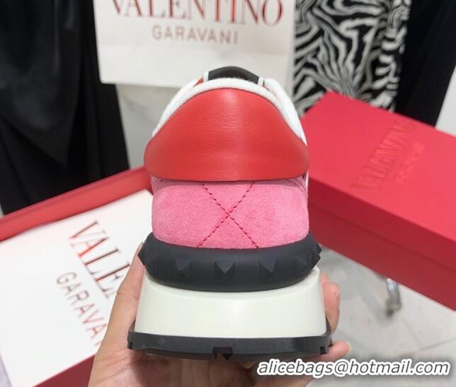 Crafted Valentino Lacerunner Lace and Mesh Sneakers Pink/White 090624