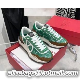 Discount Valentino Lacerunner Lace and Mesh Sneakers Green/Brown 090625