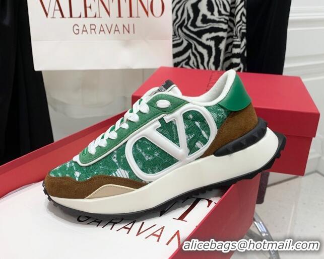 Discount Valentino Lacerunner Lace and Mesh Sneakers Green/Brown 090625