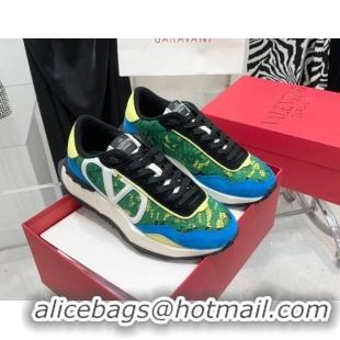 Low Price Valentino Lacerunner Lace and Mesh Sneakers Green/Blue 090626