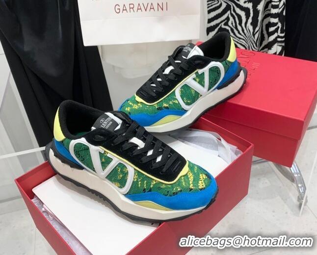 Low Price Valentino Lacerunner Lace and Mesh Sneakers Green/Blue 090626