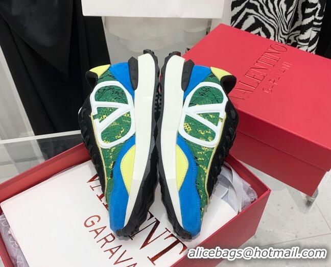 Low Price Valentino Lacerunner Lace and Mesh Sneakers Green/Blue 090626