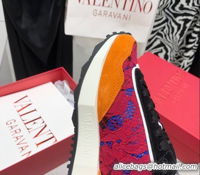 Classic Valentino Lacerunner Lace and Mesh Sneakers Pink/Yellow 090627