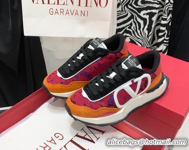 Classic Valentino Lacerunner Lace and Mesh Sneakers Pink/Yellow 090627