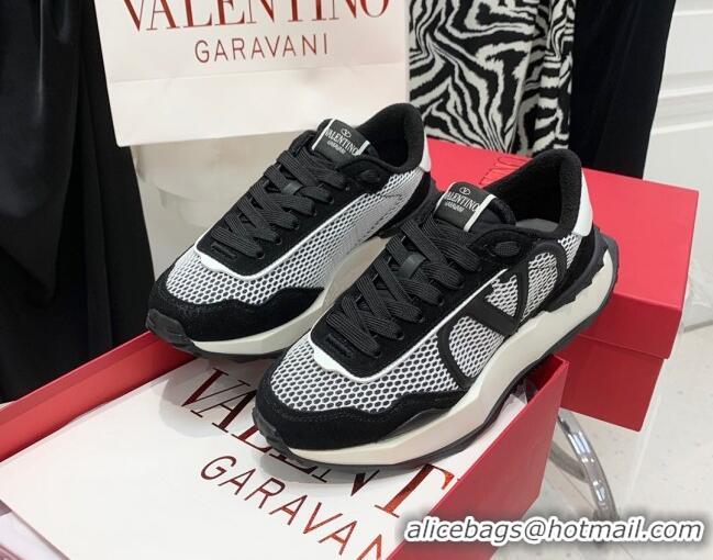 Best Price Valentino Lacerunner Mesh and Mesh Sneakers White/Black 090628