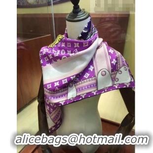 Good Taste Louis Vuitton Silk Square Scarf 110x110cm LVS41308 Purple 2022