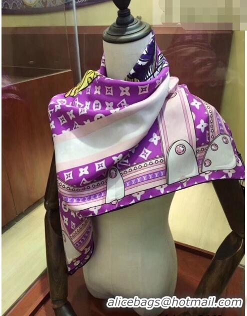 Good Taste Louis Vuitton Silk Square Scarf 110x110cm LVS41308 Purple 2022