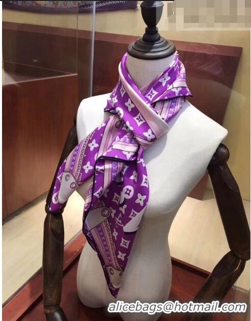 Good Taste Louis Vuitton Silk Square Scarf 110x110cm LVS41308 Purple 2022