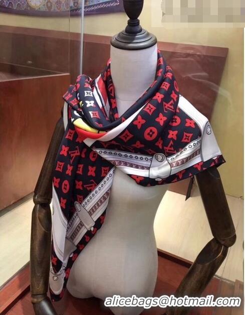 Top Quality Louis Vuitton Silk Square Scarf 110x110cm LVS41309 Black/Red 2022