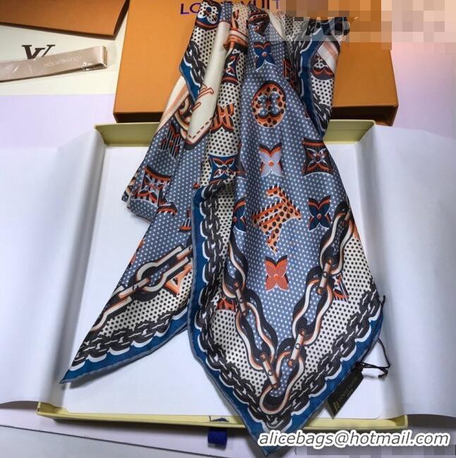 Classic Grade Louis Vuitton Silk Square Scarf 90x90cm LVS41313 Blue 2022