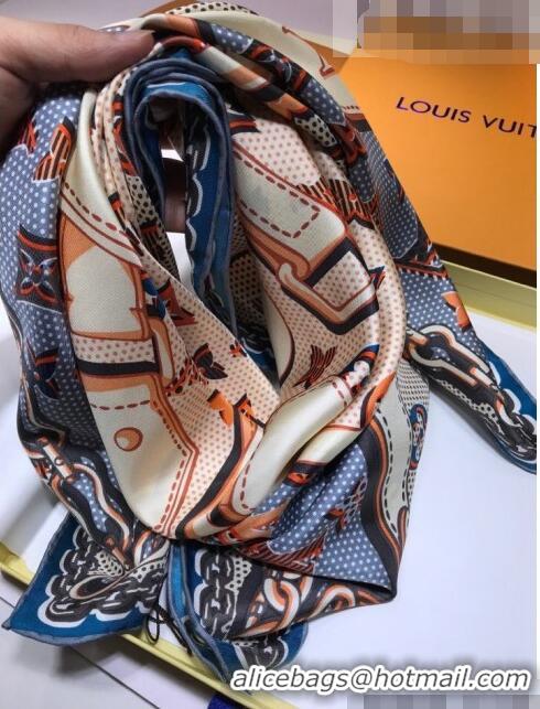 Classic Grade Louis Vuitton Silk Square Scarf 90x90cm LVS41313 Blue 2022