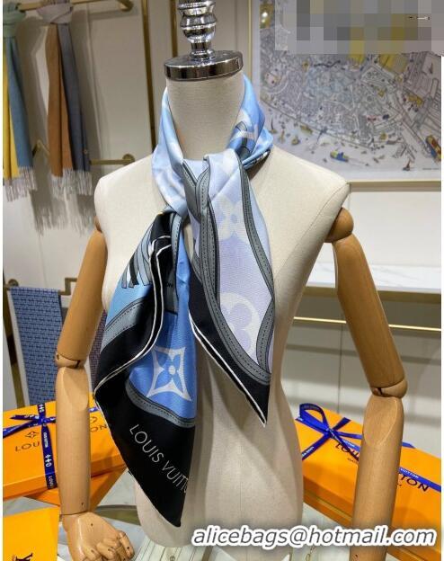 Shop Best Louis Vuitton All That Straps Silk Square Scarf 90x90cm LVS41323 Blue 2022