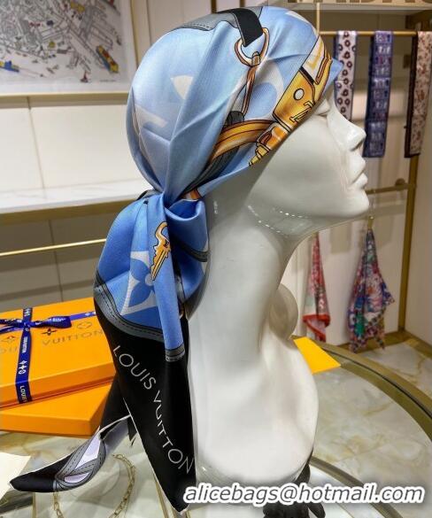 Shop Best Louis Vuitton All That Straps Silk Square Scarf 90x90cm LVS41323 Blue 2022