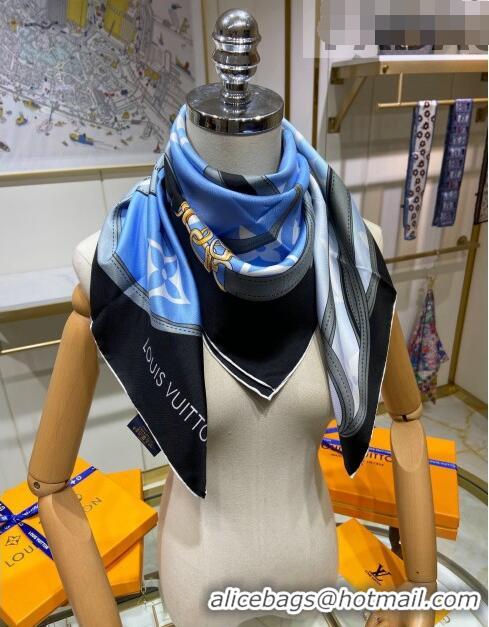 Shop Best Louis Vuitton All That Straps Silk Square Scarf 90x90cm LVS41323 Blue 2022