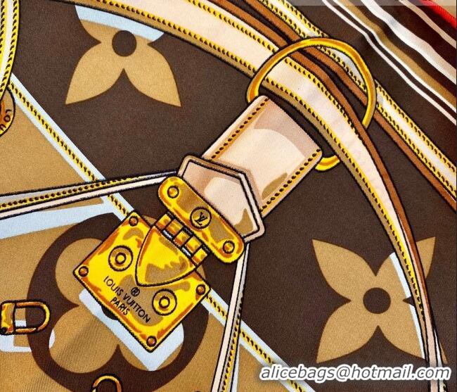 Pretty Style Louis Vuitton Silk Square Scarf 90x90cm 053010 Brown 2022