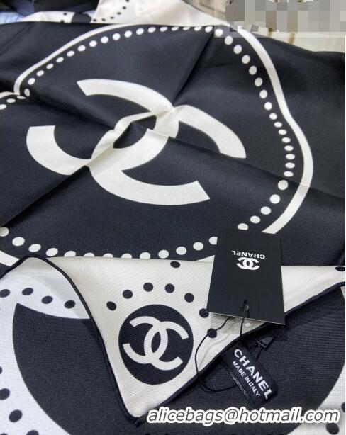 Promotional Chanel Silk Square Scarf 90x90cm 053013 Black 2022