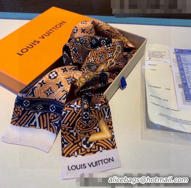 Good Looking Louis Vuitton LV Crafty Silk Bandeau Scarf 8x120cm 053187 Orange 2022