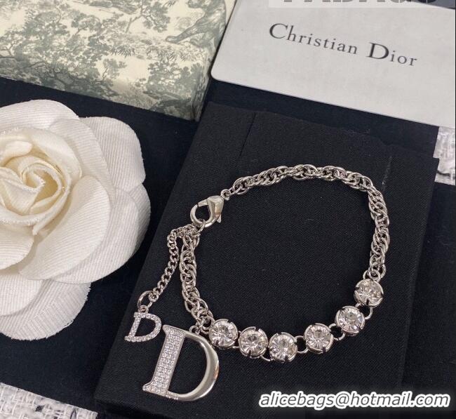 Buy Fashionable Dior Crystal Bracelet DB2281563 Silver 2022